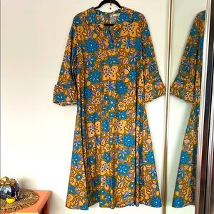 NEW! Odeeh Floral Blue/Caramel Caftan/Dress